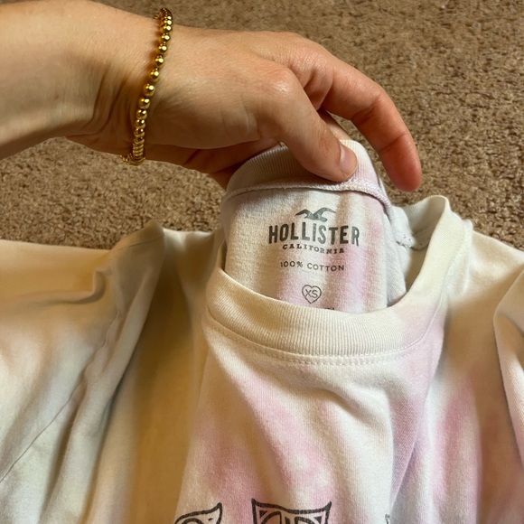 Hollister Pink and Yellow Tie Dye Graphic Short Sleeve Tee - Picture 3 of 4